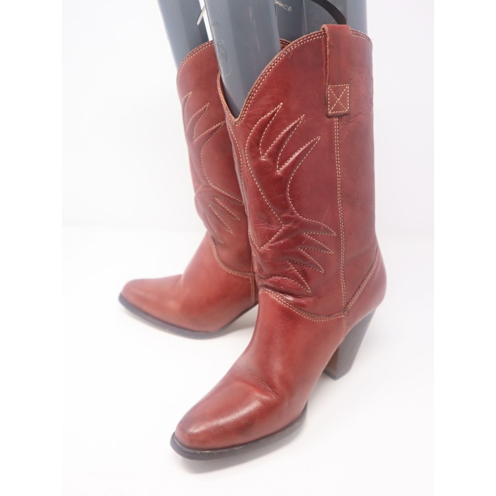 Vintage Red Western Boots 8 ShowTime Women Leather Cowgirl Cowboy Brazil Country